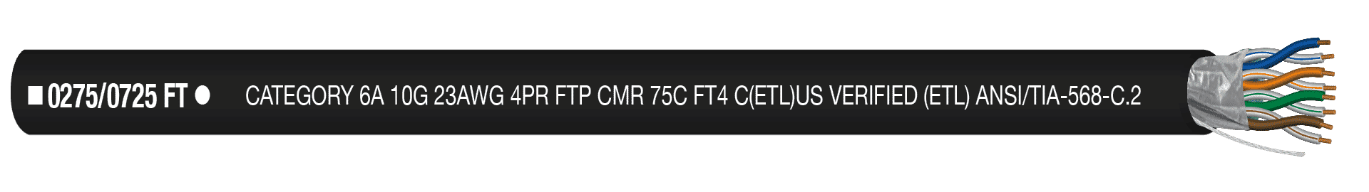 CAT6AS-BLK | AV-CATEGORY CBL CAT6A NON PLNM
