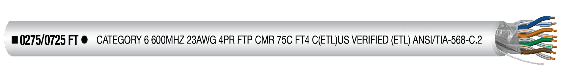 CAT6S-WHT - 23-4P OAS SOL CMR C6 Wht Jkt AV/NON-PLENUM